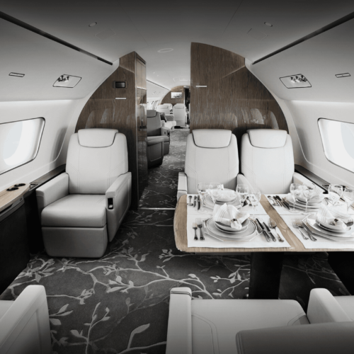 MK Partnair Fleet Private Jet Lineage 1000 Cabin Interior Living room