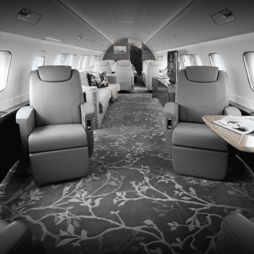 MK Partnair Fleet Private Jet Lineage 1000 Cabin Interior Living room