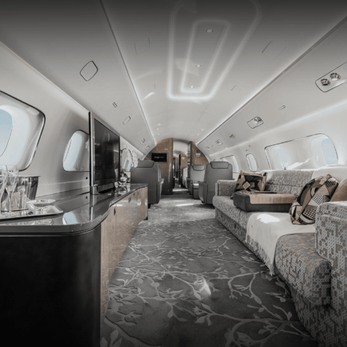 MK Partnair Fleet Private Jet Lineage 1000 Cabin Interior Living room