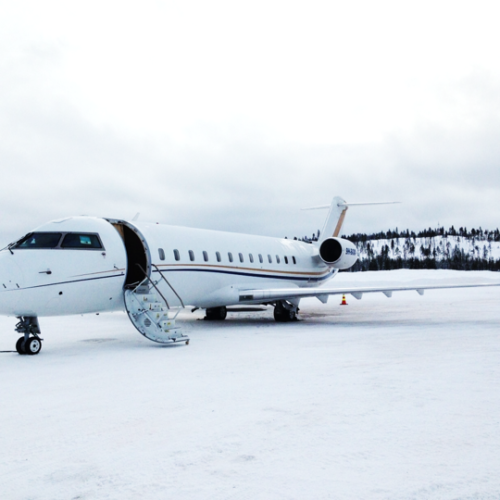 MK Partnair Fleet Private Jet Bombardier Challenger 850 Exterior Tarmac Snow