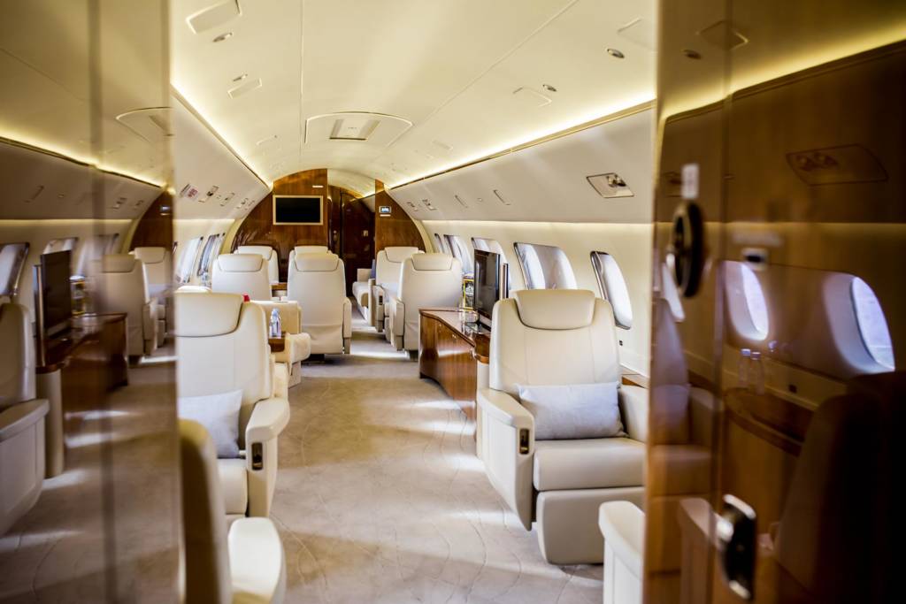 MK Partnair Fleet Private Jet Lineage 1000 Cabin Interior Living room