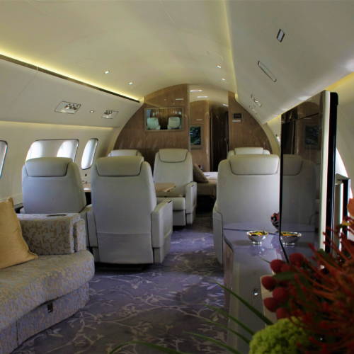 MK Partnair Fleet Private Jet Lineage 1000 Cabin Interior Living room